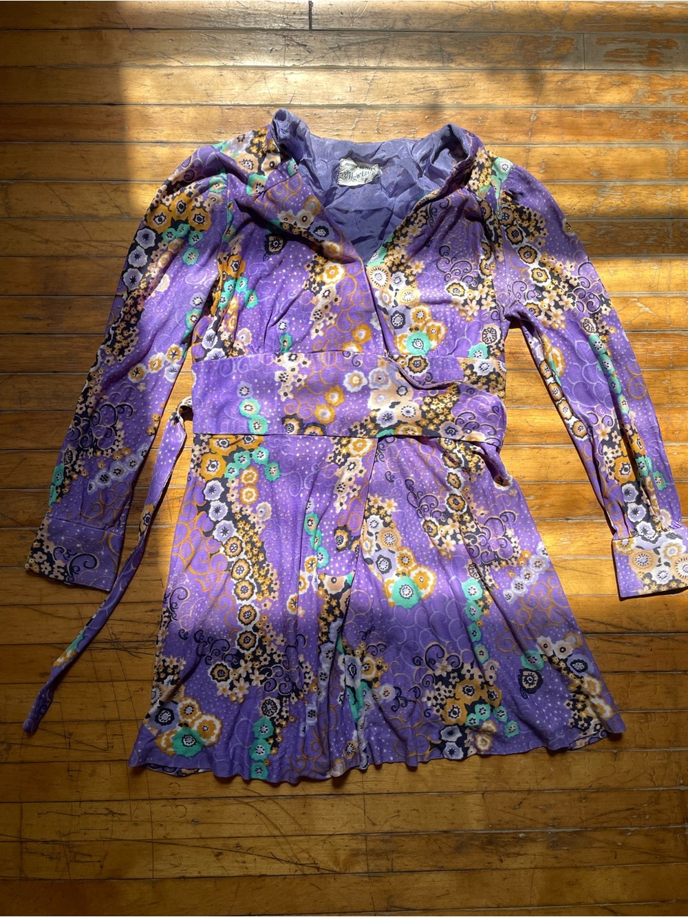 Vintage 1970's Mini Dress Wrap Skirt Novelty Floral Print